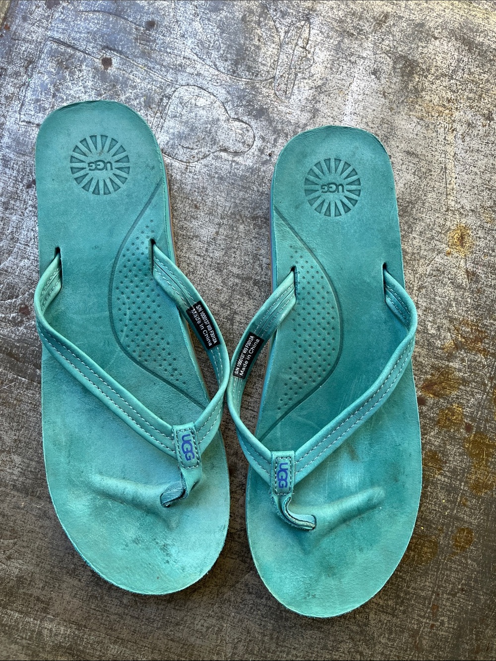 UGG Teal Suede Flip Flop Sandals - Picture 8 of 11